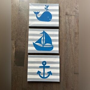 Nautical Canvas Art, Handmade 8x10 (set of 3)